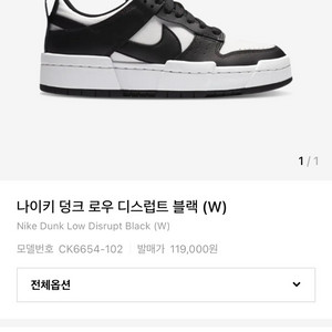 나이키 덩크 디스럽트1 블랙 245 범고래