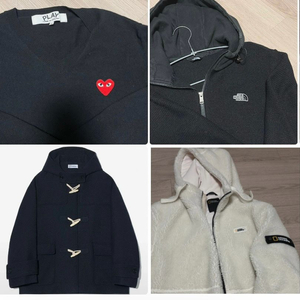 꼼데가르송, 노스페이스, 파르티멘토, 내셔널지오그래픽. 니트 니트집업 떡볶이코트 후리스