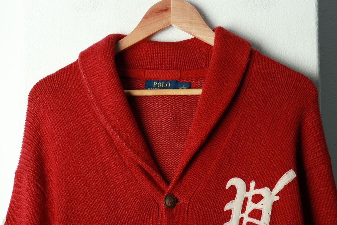 (L-XL) 폴로 랄프로렌 니트 가디건 한정판 레드--3