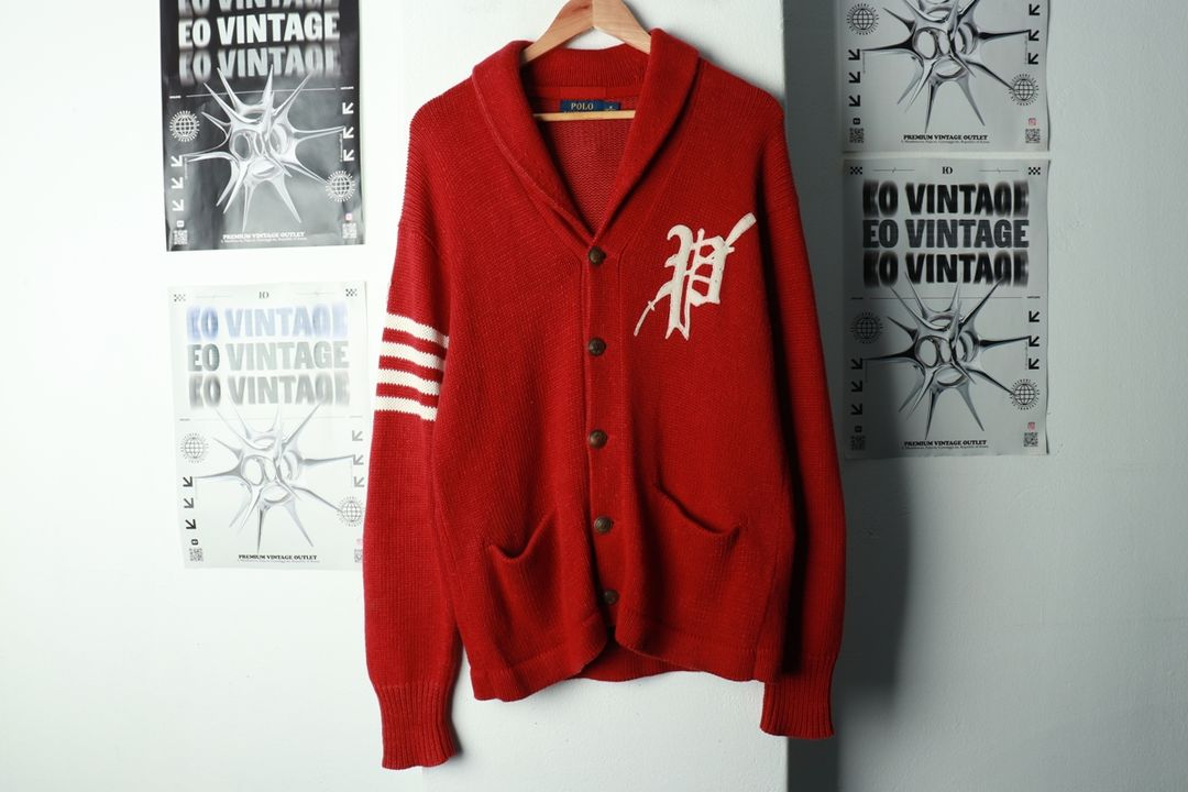 (L-XL) 폴로 랄프로렌 니트 가디건 한정판 레드--2