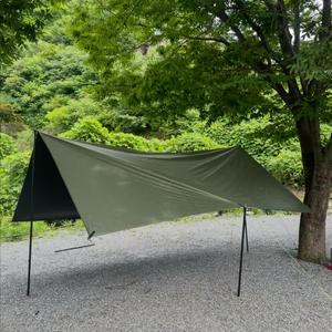 카키색 블랙코팅 타프+ 폴대 이미지