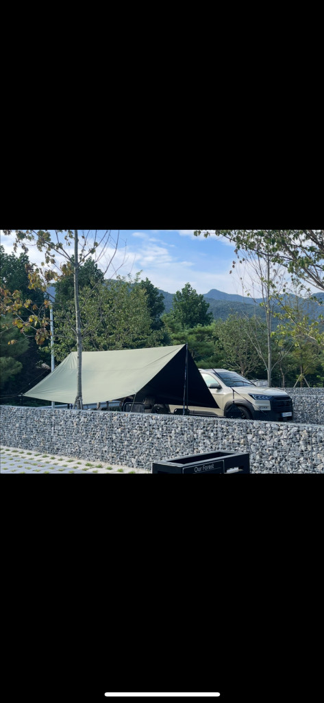 카키색 블랙코팅 타프+ 폴대 이미지