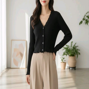 슬림핏 골지 크롭 가디건