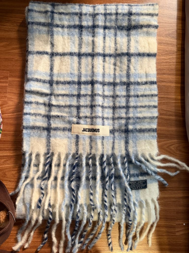 자크뮈스 레샤페까로 르 슈슈 자카드 체크 머플러 라이트 블루--1