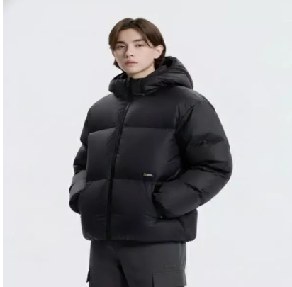 내셔널지오그래픽 타이라 후드 덕다운 점퍼 블랙(숏패딩) 이미지