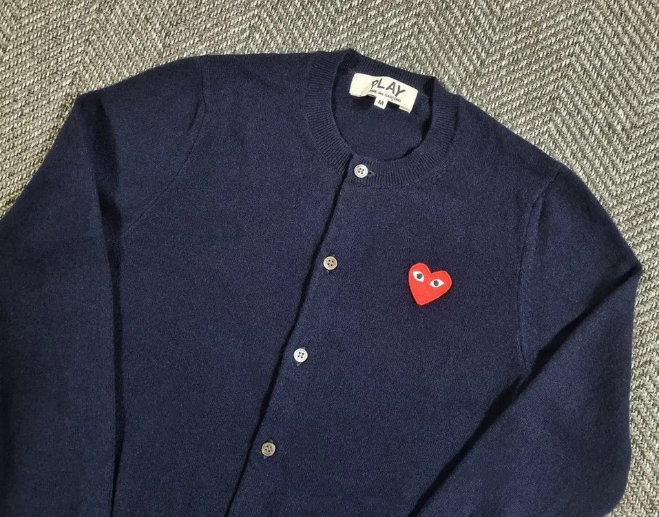꼼데가르송 네이비 라운드넥 가디건--2