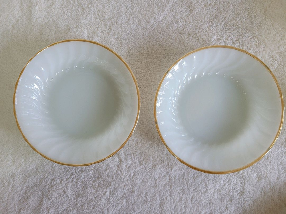 made in USA 미국 앵커호킹 밀크글라스 접시 컵 그릇 세트 이미지