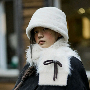 [새상품] 호쿠스포쿠스 로우 퍼 버킷 햇 화이트