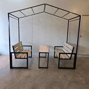 원목 야외 캐노피 의자 세트 이미지