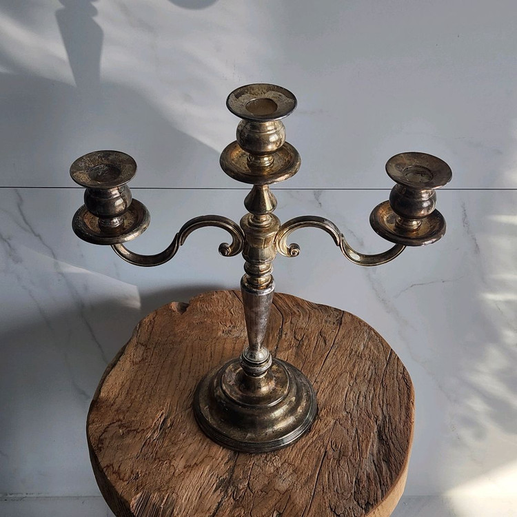 빈티지촛대 3구촛대 실플촛대 캔들홀더 빈티지실플 실버플레이트 대형촛대--2