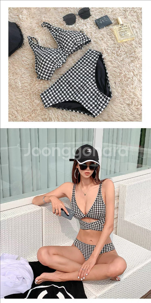 하운드 체크 비키니 수영복--6