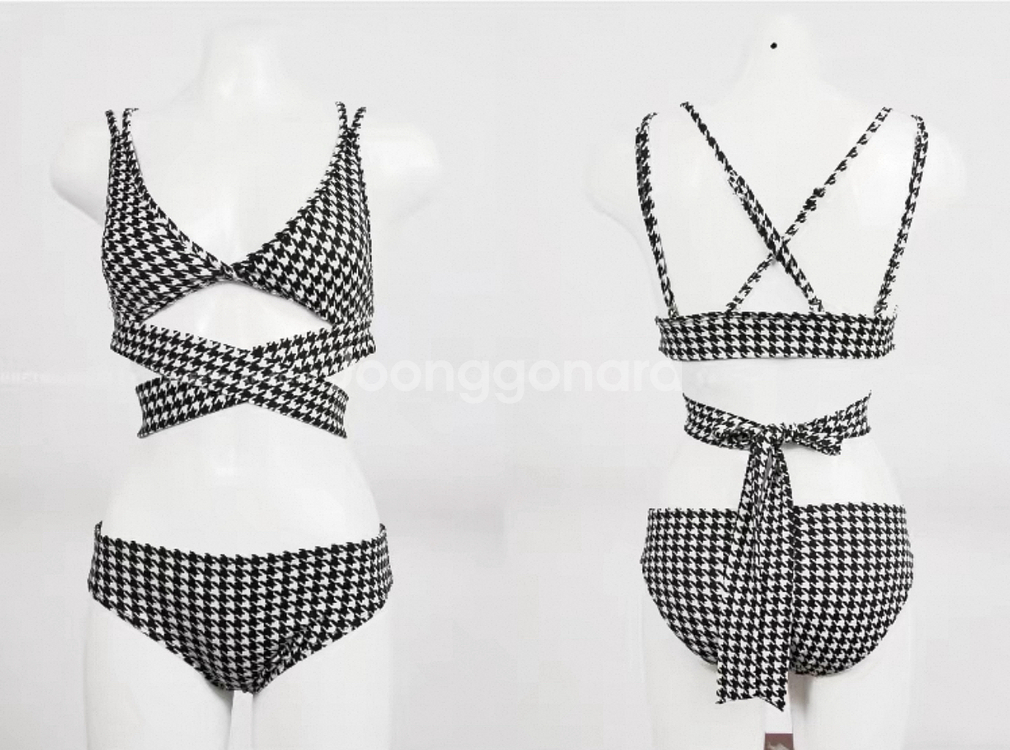 하운드 체크 비키니 수영복--7