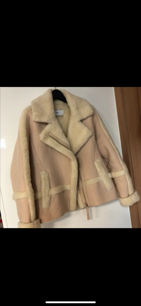 DEWL 듀엘 리얼 양모 양털 무스탕 코트 연핑크 이미지