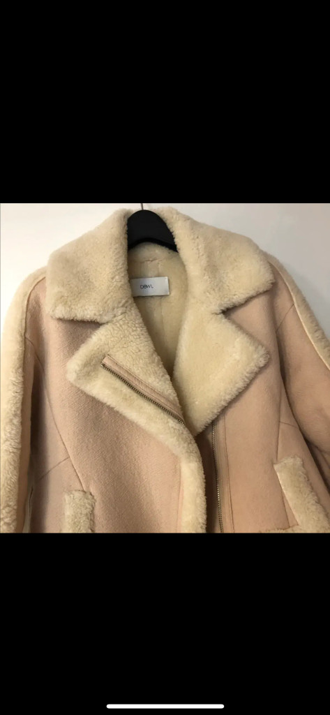 DEWL 듀엘 리얼 양모 양털 무스탕 코트 연핑크 이미지