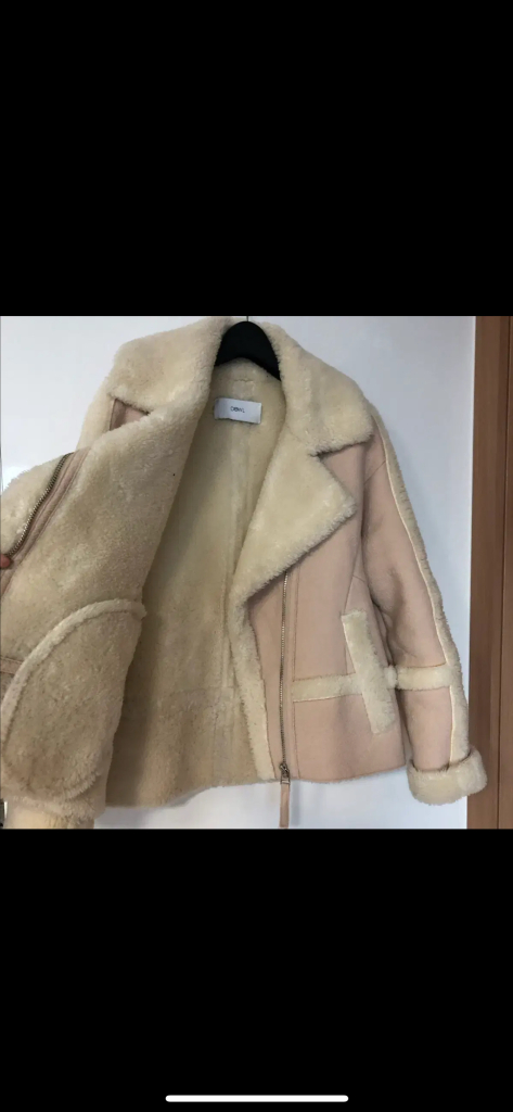 DEWL 듀엘 리얼 양모 양털 무스탕 코트 연핑크 이미지