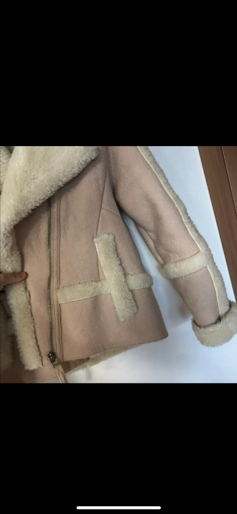 DEWL 듀엘 리얼 양모 양털 무스탕 코트 연핑크 이미지