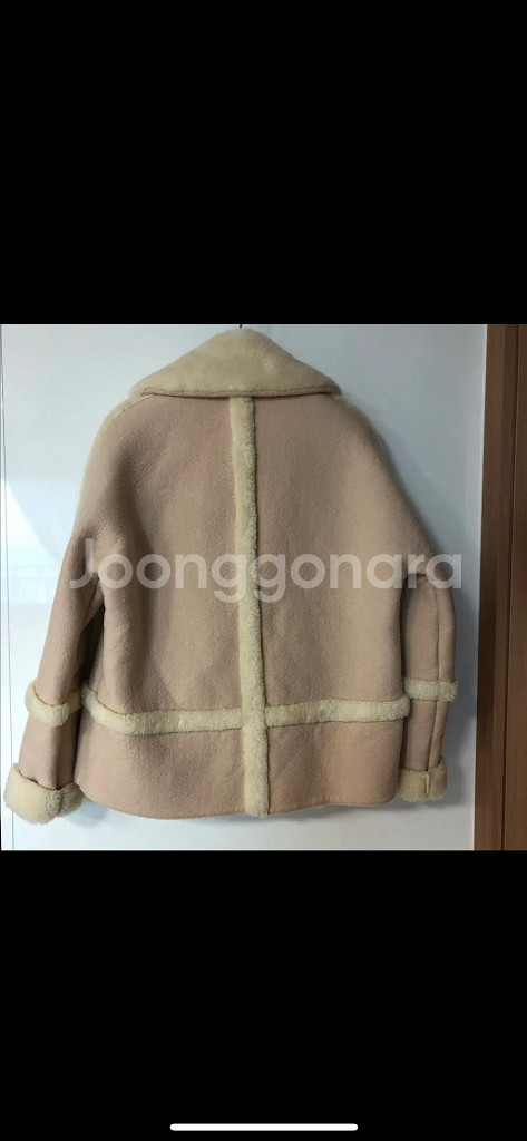 DEWL 듀엘 리얼 양모 양털 무스탕 코트 연핑크--7