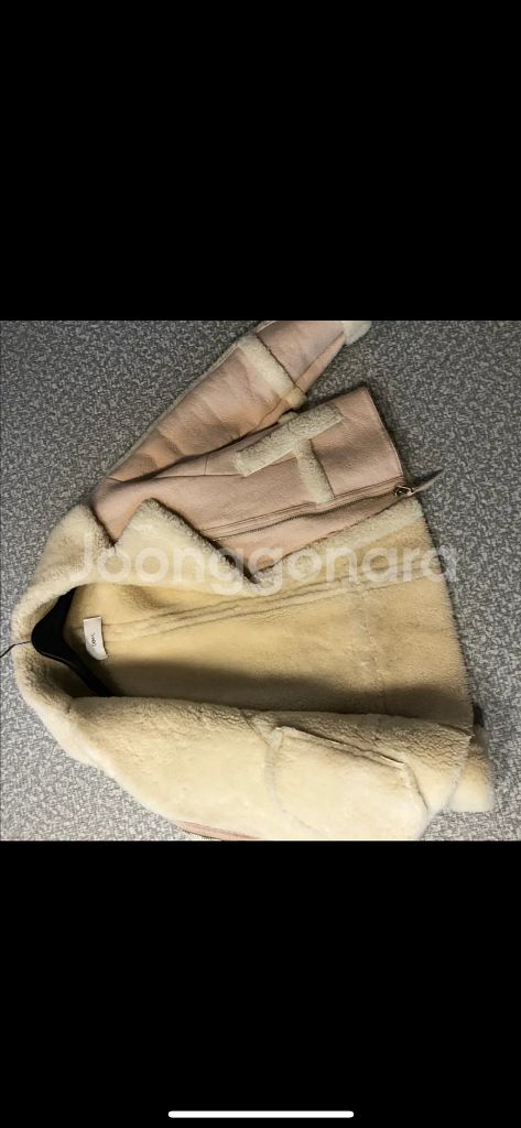 DEWL 듀엘 리얼 양모 양털 무스탕 코트 연핑크--8