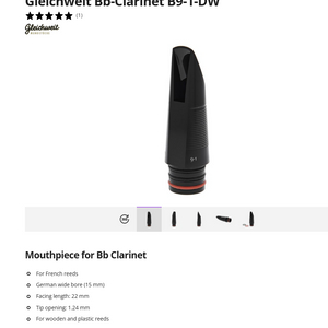 gleichweit 클라리넷 마우스피스