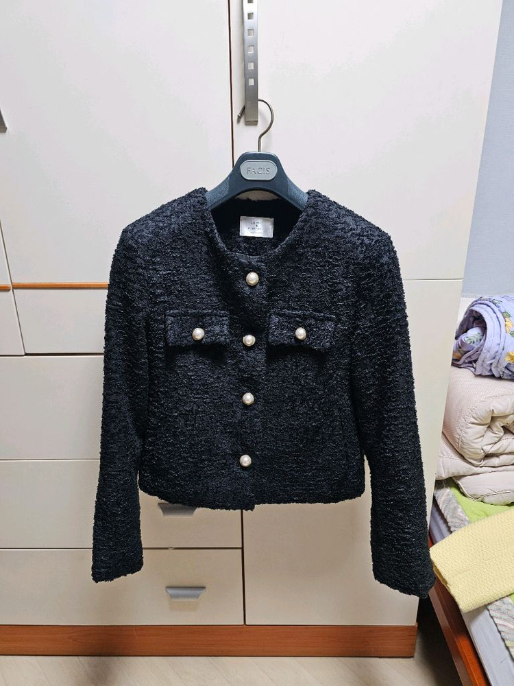 스프링 쟈가드 진주 버튼 럭셔리 트위드 쟈켓--1