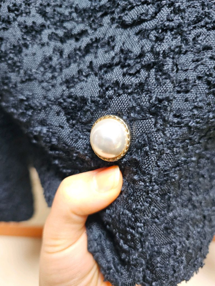 스프링 쟈가드 진주 버튼 럭셔리 트위드 쟈켓--3