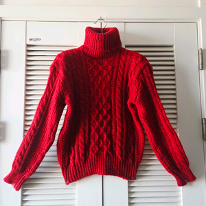 진한 빨강 파배기 터틀넥 니트(프리사이즈)