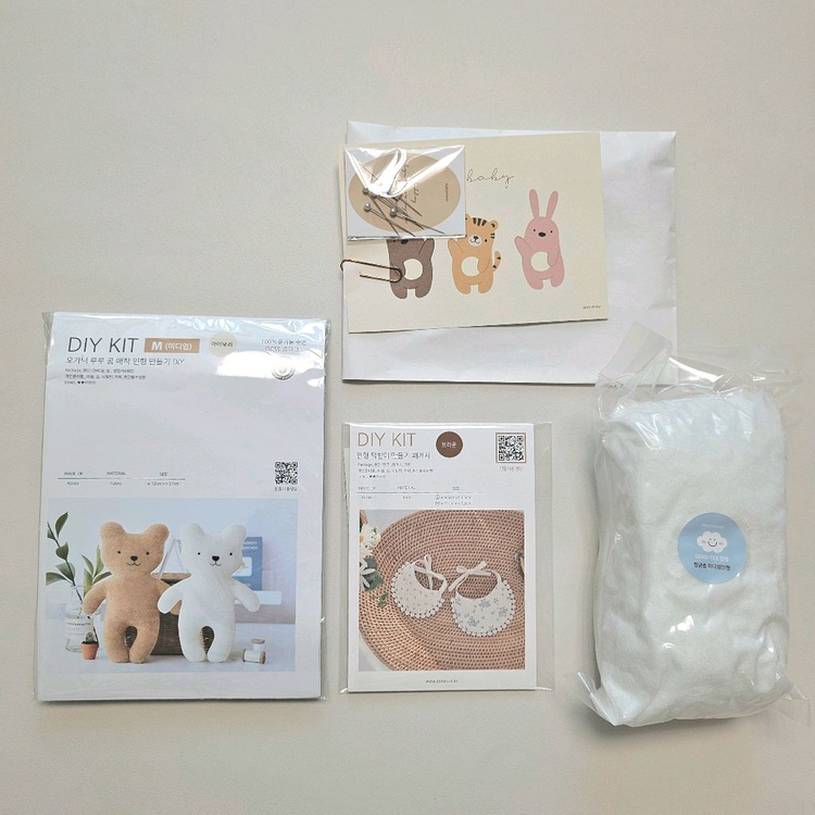 오가닉 곰 루루 미디엄 애착 인형 만들기 태교바느질 DIY 키트 새상품팝니다--2