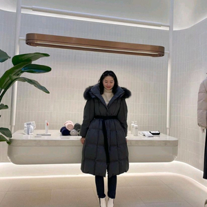 구호 퍼 트리밍 헤비 롱 구스다운 패딩