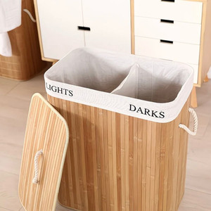 대나무 빨래통 분리형 바구니