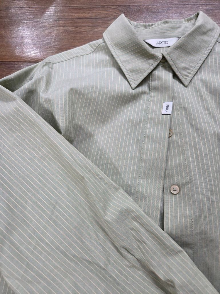 ARTID 아티드 스트라이프 민트 셔츠--2