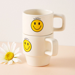 스마일 스택머그, 도자기 커피잔, 머그컵 새상품