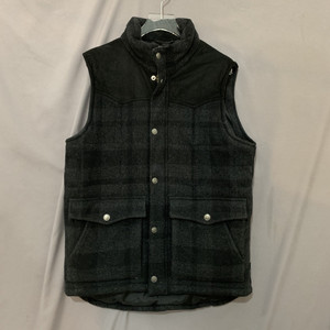 M 리바이스 울 모직 퀼팅 누빔 체크 패딩 베스트 조끼