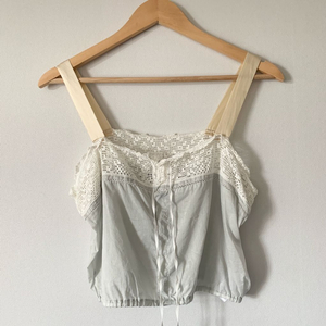 새상품 일본브랜드 rideaux en lin 레이스 슬립 블라우스x