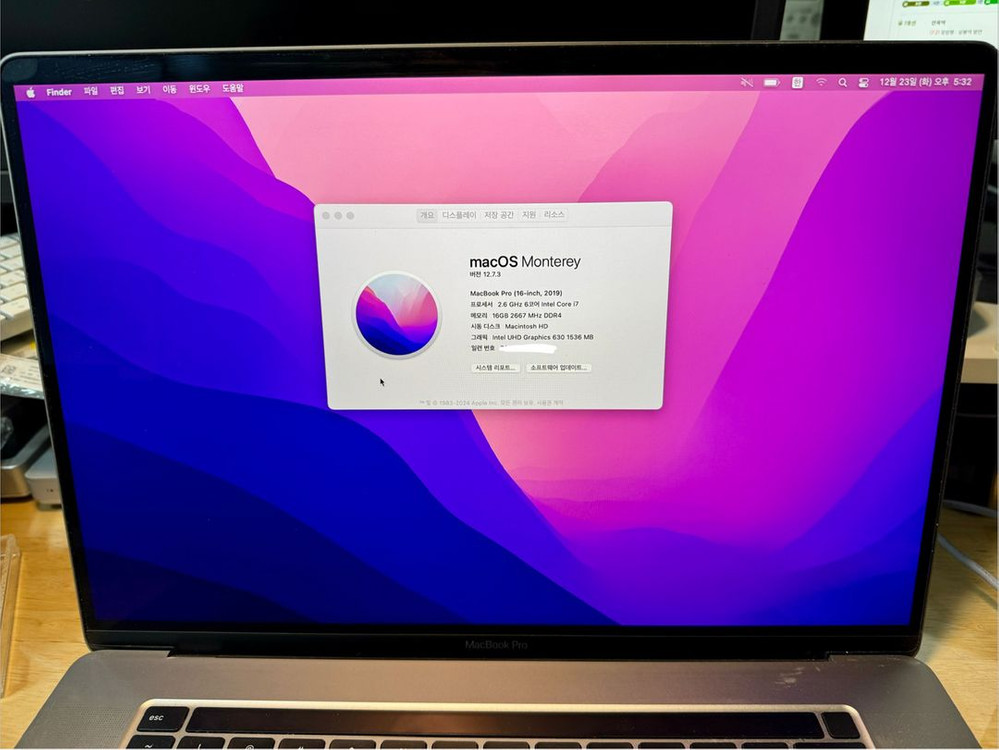 맥북프로2019 16인치 i7 16gb 512gb 팝니다--3
