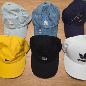 모자 5개 일괄 (MLB, 라코스테, 아디다스)