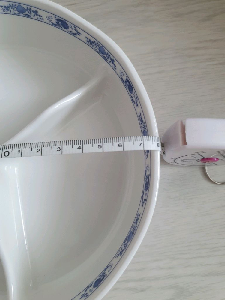 쯔비벨블루 동서 3칸 접시 밀폐 용기 4개 일괄. 새상품 대용량 꽃무늬 도자기 분할 찬통 그릇 3구 3절 이미지