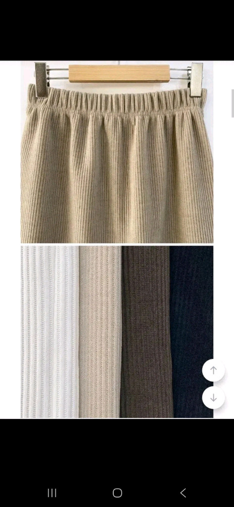 골덴 밴딩 기모 롱 스커트 - 블랙--4