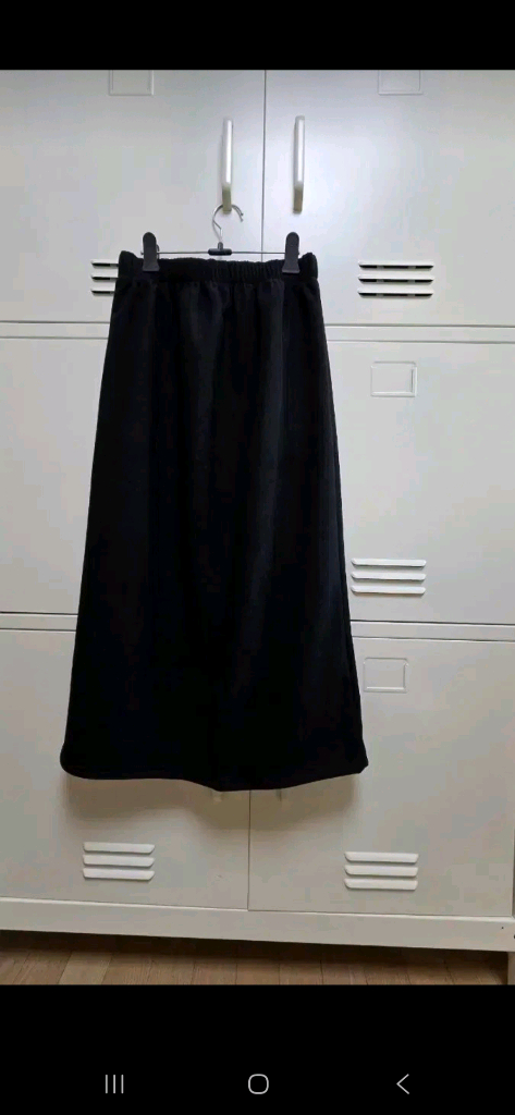 골덴 밴딩 기모 롱 스커트 - 블랙--7