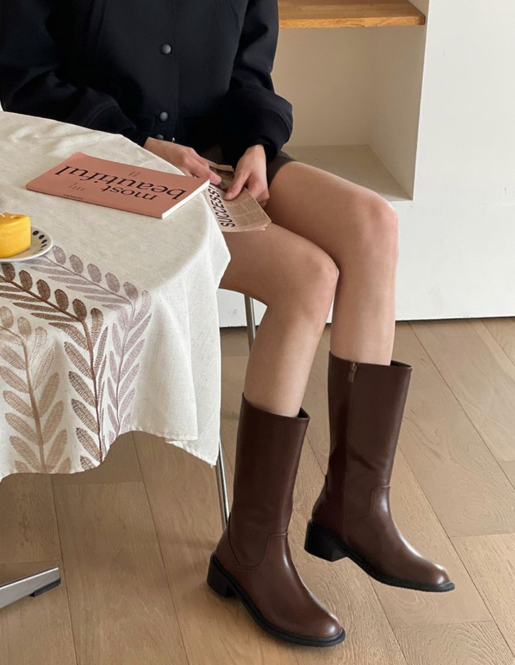 누스 여자 브라운 미들 부츠 235mm (새상품)--0