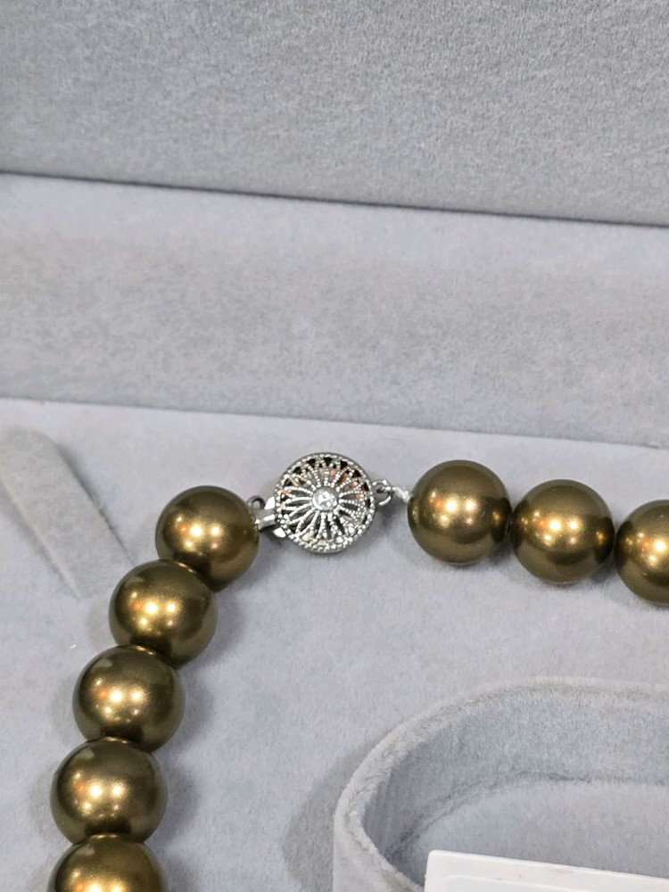 파스텔톤 골드 핵 진주 목걸이 12미리--1