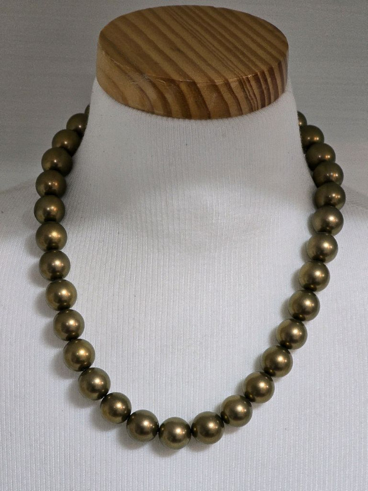 파스텔톤 골드 핵 진주 목걸이 12미리--2