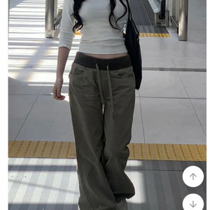 카키색 와이드 팬츠