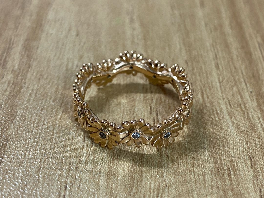 판도라 로즈 스파클링 데이지 플라워 크라운 링 반지 10호 (50) 이미지