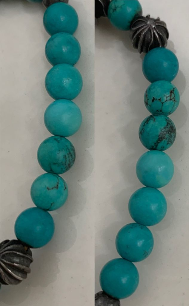 [8mm]크롬하츠 비즈 터키석 구슬 팔찌 실버--6