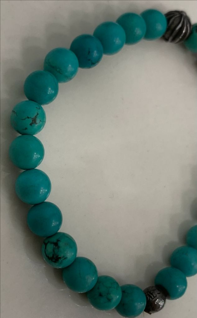 [8mm]크롬하츠 비즈 터키석 구슬 팔찌 실버--7