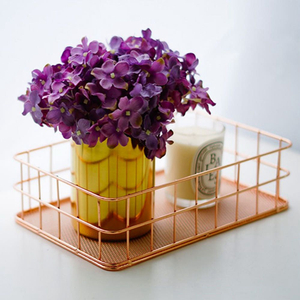 [새제품] 로즈골드 철제바구니 사각(대) 인테리어 수납