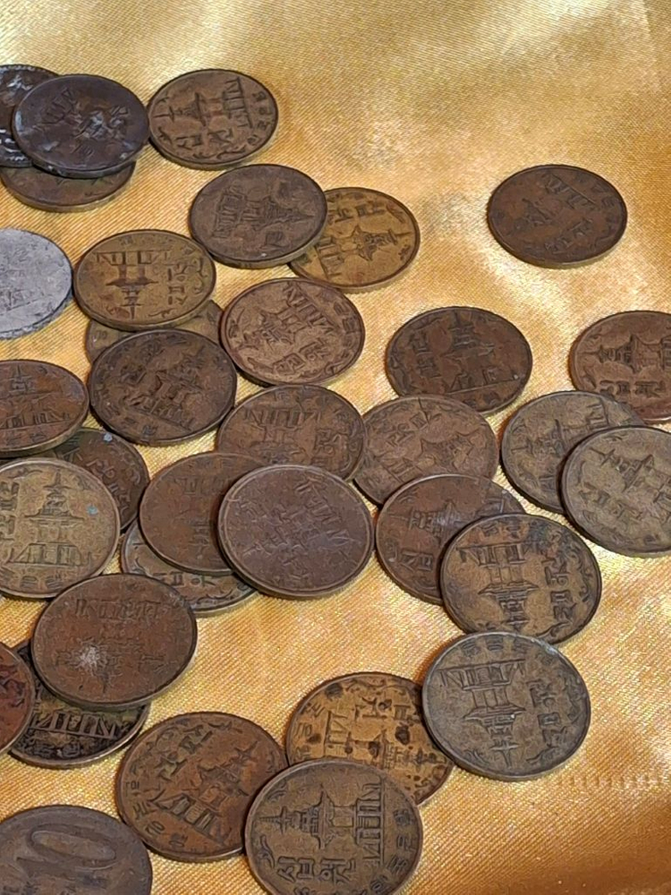 옛날 십원동전 모두 이미지