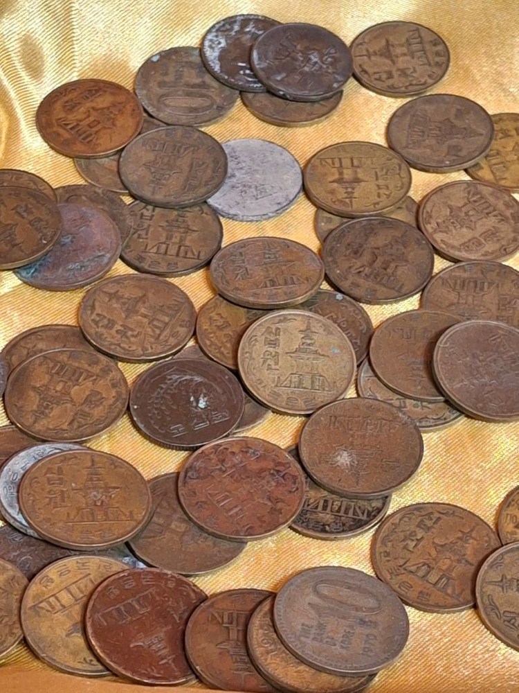 옛날 십원동전 모두 이미지