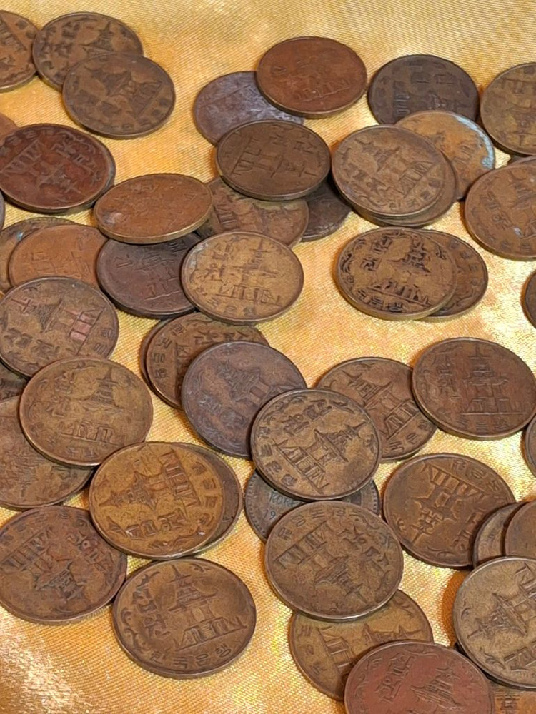 옛날 십원동전 모두 이미지
