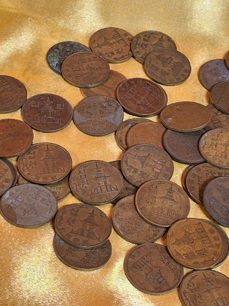 옛날 십원동전 모두 이미지